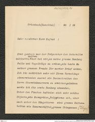 Nachlass Franz Steindachner, Brief von Haberer an Franz Steindachner (26.01.1912), Inv.Nr. 193.14, Seite 1